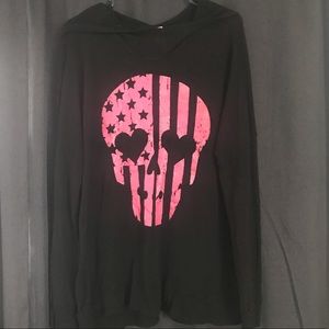 💀HOST PICK💀 Black & pink oversized skull hoodie